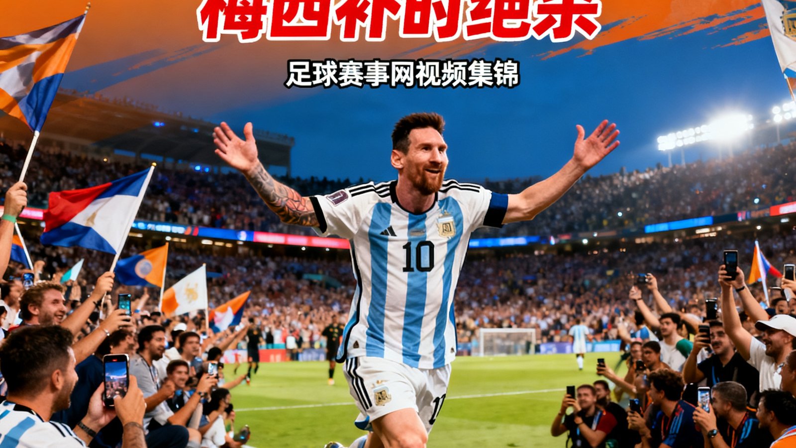 足球赛事网视频集锦封面，迈阿密国际2-1，梅西补时绝杀，全场沸腾